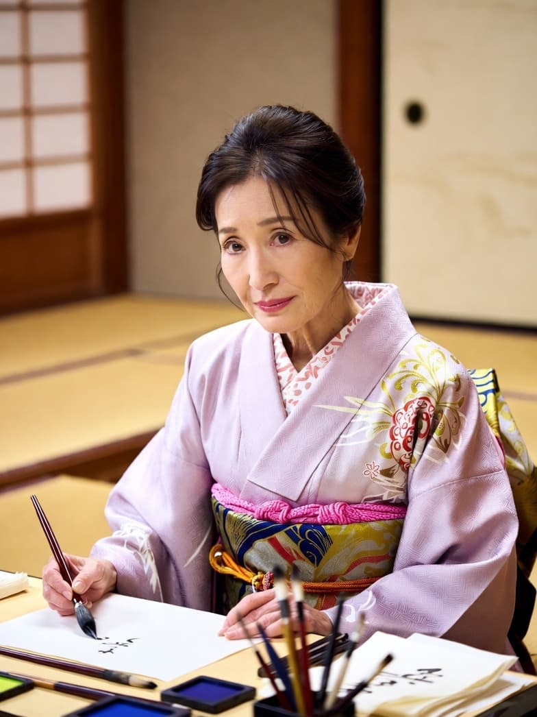 Master Kaoru Tanaka at her calligraphy desk in Kamakura